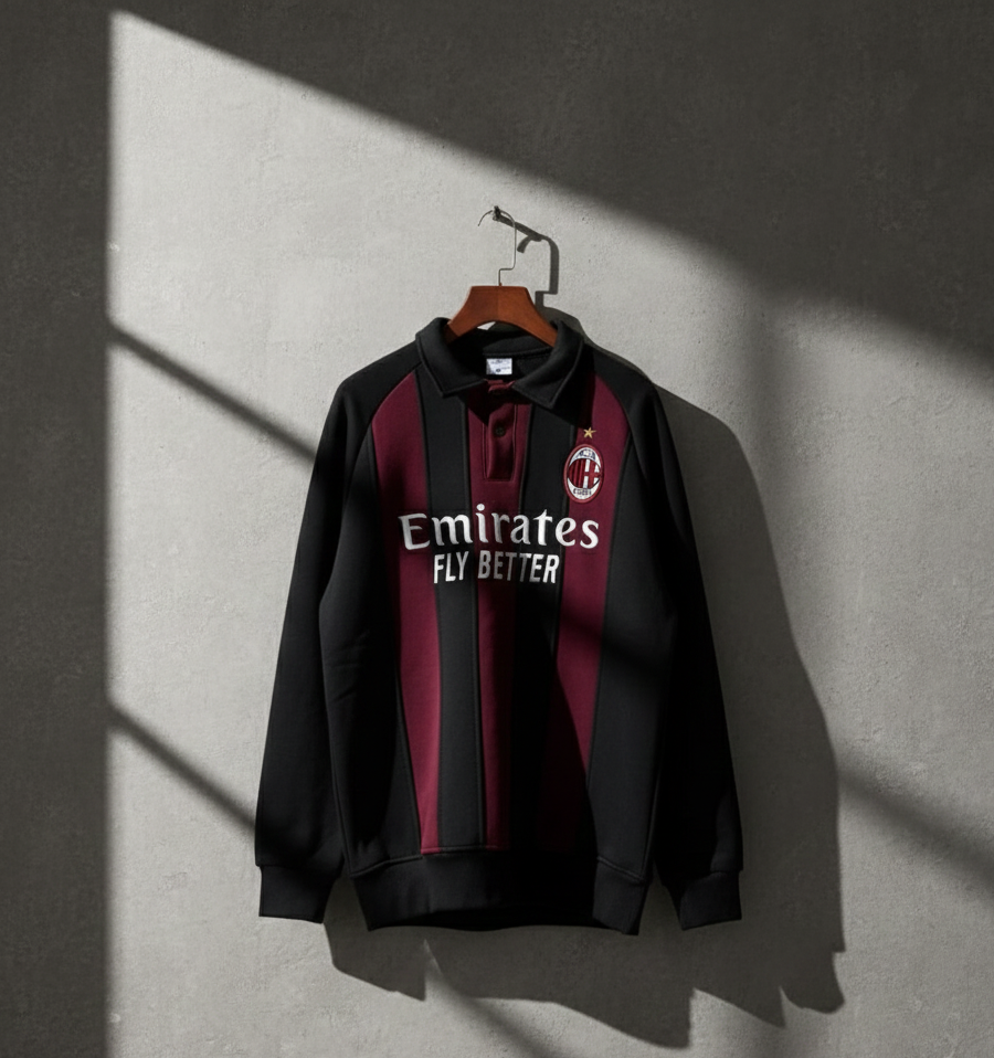 Retro AC Milan Striped Polo Sweatshirt