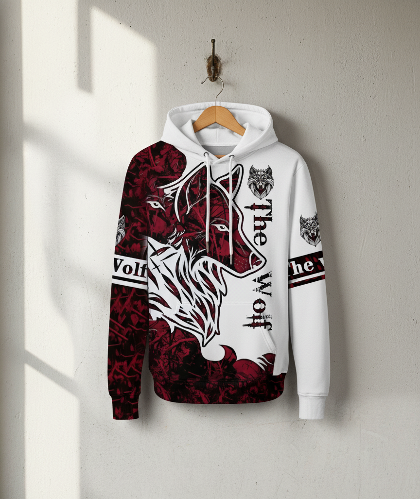 "Alpha Instinct" Bold Wolf Graphic Hoodie