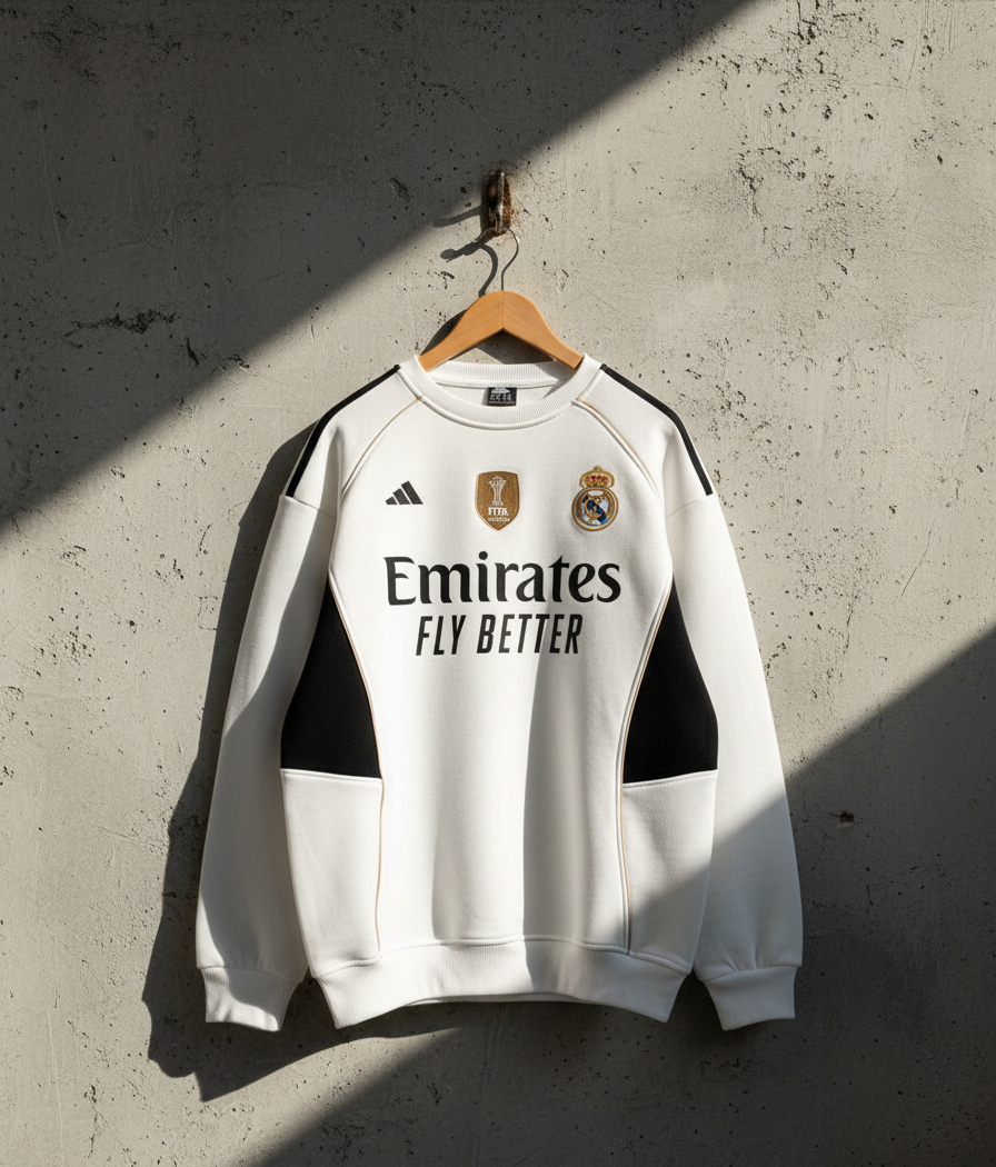 "Galáctico" Elite Crewneck (White) Real Madrid Men/Women