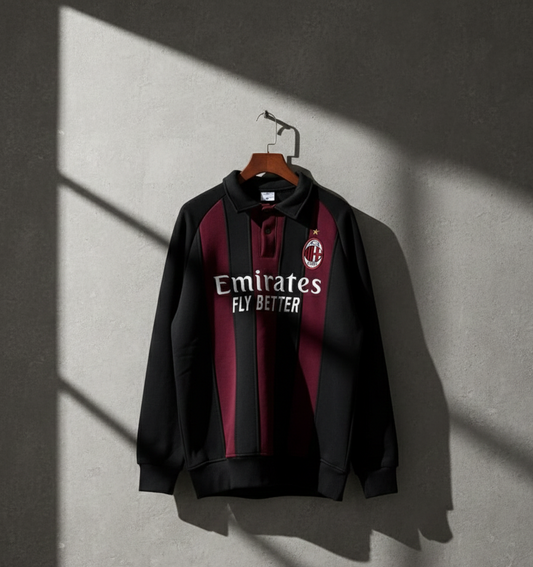 Retro AC Milan Striped Polo Sweatshirt